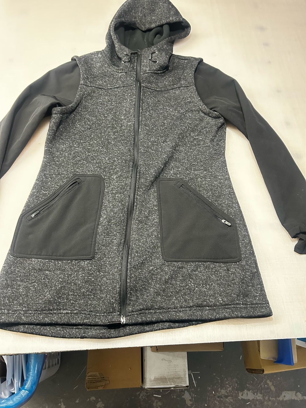 Women’s Hooded Utility Jacket in Dark Gray
